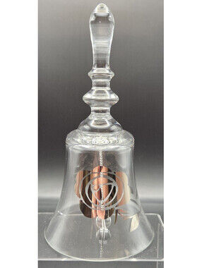 Crystal Clear Industries Mouth Blown Crystal Bell Rose Imprint 7.5 inch tall